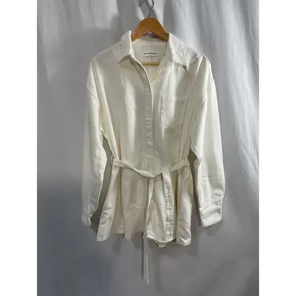 The Frankie Shop 'Wren' White Cotton Denim Romper Size S - Picture 2 of 5